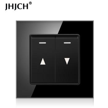 JHJCH-ηλεκτρικός διακόπτης κουρτίνας, εξοπλισμός ανύψωσης, πεντακάθαρο γυάλινο πάνελ μαύρο/άσπρο/χρυσό/γκρι/ασημί διακόπτης επαναφοράς