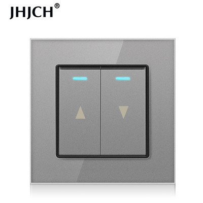 JHJCH-električni prekidač za zavjese, oprema za podizanje, kristalno prozirna staklena ploča crna/bijela/zlatna/siva/srebrna sklopka za resetiranje