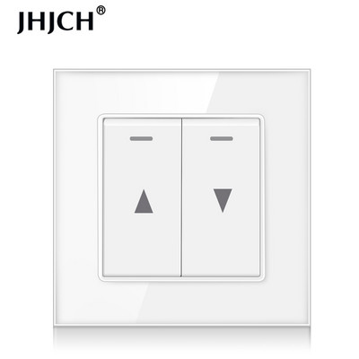 JHJCH-električni prekidač za zavjese, oprema za podizanje, kristalno prozirna staklena ploča crna/bijela/zlatna/siva/srebrna sklopka za resetiranje