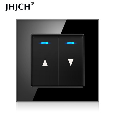 JHJCH-električni prekidač za zavjese, oprema za podizanje, kristalno prozirna staklena ploča crna/bijela/zlatna/siva/srebrna sklopka za resetiranje