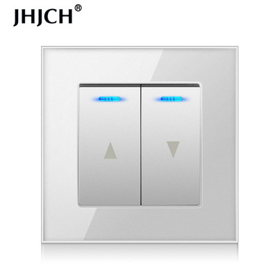 JHJCH-električni prekidač za zavjese, oprema za podizanje, kristalno prozirna staklena ploča crna/bijela/zlatna/siva/srebrna sklopka za resetiranje