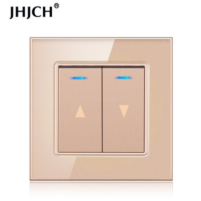JHJCH-električni prekidač za zavjese, oprema za podizanje, kristalno prozirna staklena ploča crna/bijela/zlatna/siva/srebrna sklopka za resetiranje