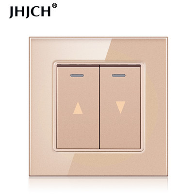 JHJCH-električni prekidač za zavjese, oprema za podizanje, kristalno prozirna staklena ploča crna/bijela/zlatna/siva/srebrna sklopka za resetiranje