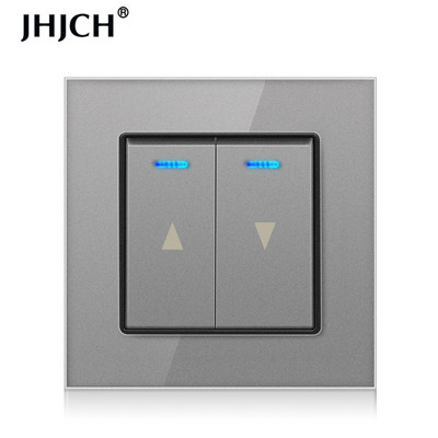 JHJCH-električni prekidač za zavjese, oprema za podizanje, kristalno prozirna staklena ploča crna/bijela/zlatna/siva/srebrna sklopka za resetiranje