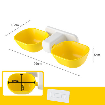 Suņu kaķu barības un ūdens bļodu komplekts Pie sienas stiprināms plastmasas mājdzīvnieku barotavas Noņemams jauks bļodu komplekts maza izmēra suņiem un kaķiem