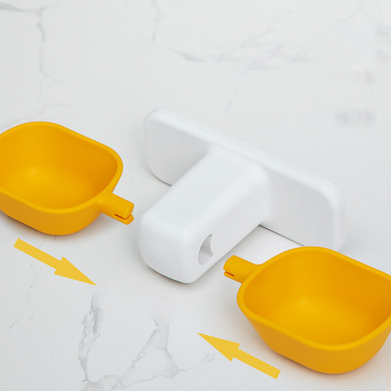 Suņu kaķu barības un ūdens bļodu komplekts Pie sienas stiprināms plastmasas mājdzīvnieku barotavas Noņemams jauks bļodu komplekts maza izmēra suņiem un kaķiem