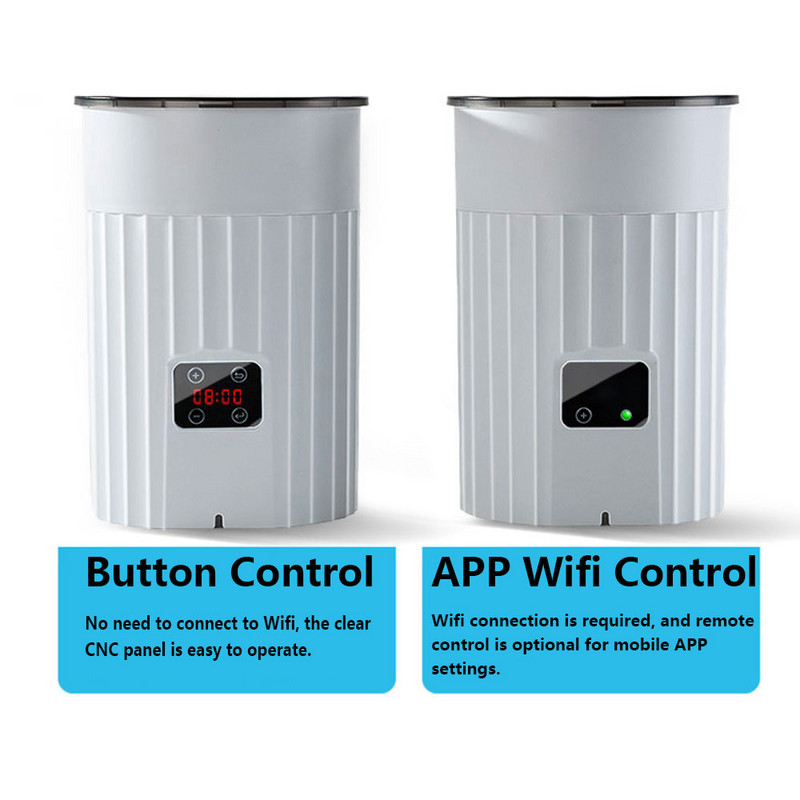 Viedā Wifi APP mājdzīvnieku padeves ierīce suņu un kaķu pogai, kas kontrolē pārtikas automātisko dozatoru bļodā suņiem un kaķiem ar ierakstīšanas laika barošanu