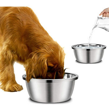 1 Pc Μπολ από ανοξείδωτο χάλυβα για σκύλους Στοιβαζόμενο βαθύ μεταλλικό μπολ Σταθερό κάτω μέρος με τροφή για κατοικίδια μπολ νερού για μικρά μεσαία μεγάλα σκυλιά