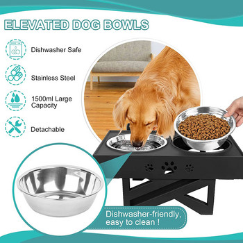 Σκύλοι Διπλό Αντιολισθητικό Μπολ Ρυθμιζόμενο Ύψος Τροφή για κατοικίδια για γάτες Μπολ πιάτων ταΐσματος Μικρά μεσαία μεγάλα σκυλιά Αφαιρούμενο μπολ τροφοδοσίας νερού