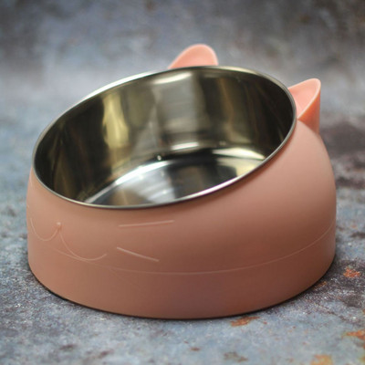 Pacelta kucēna suņa bļoda noliekta, paaugstināta mājdzīvnieku barotava Neizlīst kaķu barības trauks pret slīdēšanu, noņemama nerūsējošā tērauda bļoda mazam sunim