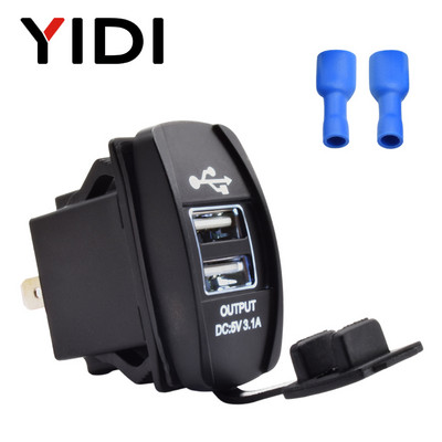 Universaalne Mini kahe USB-pordiga auto kiirlaadija pesa 3.1A ristkülikukujuline veekindel tolmukindel adapter 12V 24V iPhone Ipad Samsung