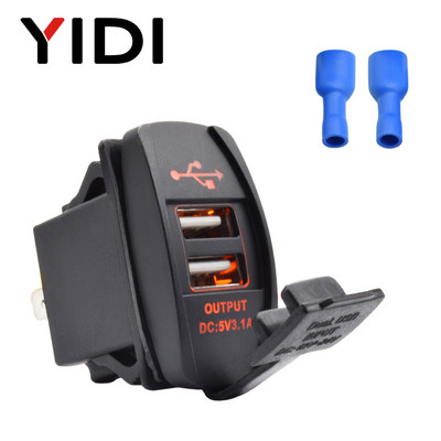 Universaalne Mini kahe USB-pordiga auto kiirlaadija pesa 3.1A ristkülikukujuline veekindel tolmukindel adapter 12V 24V iPhone Ipad Samsung