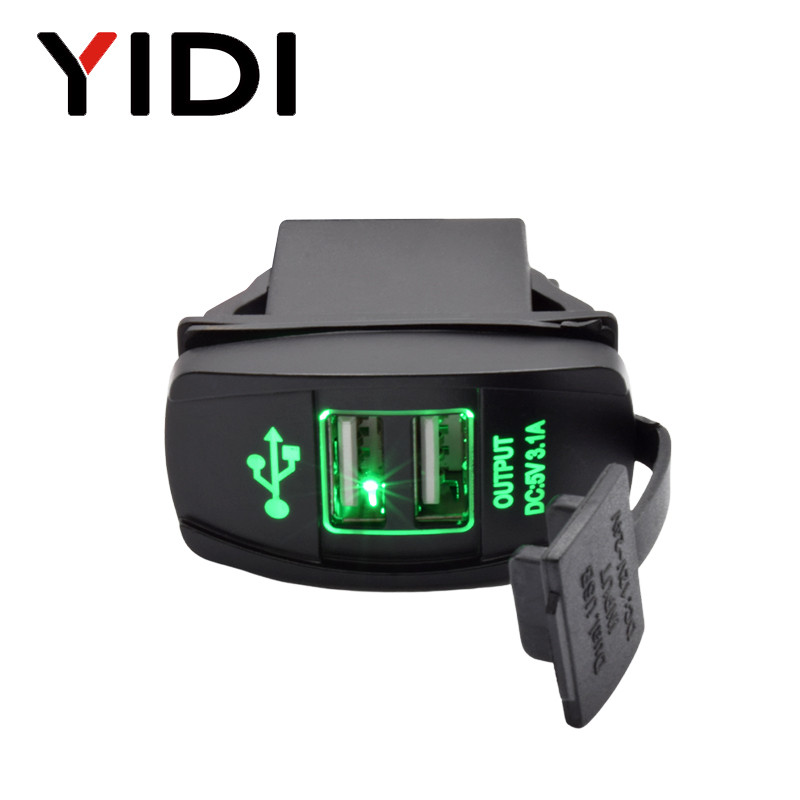 Universaalne Mini kahe USB-pordiga auto kiirlaadija pesa 3.1A ristkülikukujuline veekindel tolmukindel adapter 12V 24V iPhone Ipad Samsung