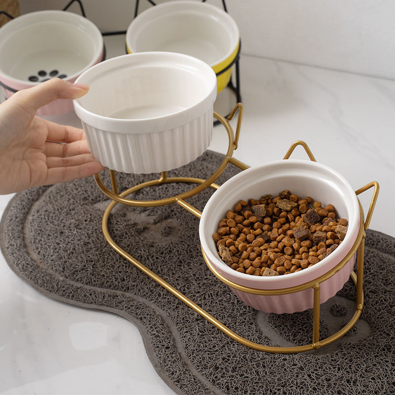 Slatke mačke Hranilice za pse Dvostruke keramičke povišene zdjele za mačke Posude za piće za kućne ljubimce Posuđe za vodu i hranu za sprječavanje cervikalne spondiloze