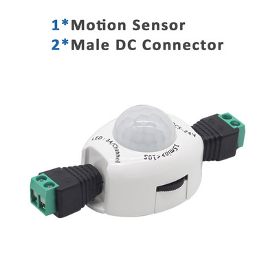 Senzor de mișcare PIR 12V DC Comutator 5V LED Strip Detector de mișcare Temporizator activat de 5 volți Comutator automat în infraroșu ON OFF