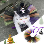 Lemmikloomade Halloweeni kostüümikomplekt Uus moodne võrgust Halloweeni müts kikilipsuga Tutu seelik Lemmikloomad Rõivad ja aksessuaarid Kassid Koerte Varustus