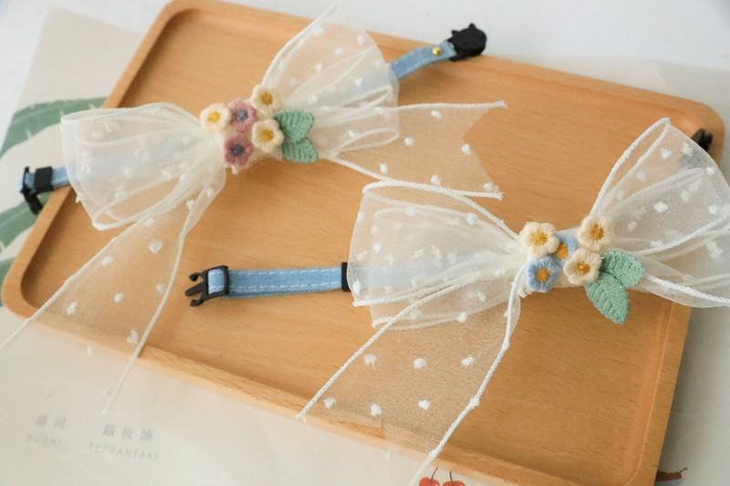 Cvjetna sigurnosna kopča Ogrlica za mačku Mačka za psa Čipkana ogrlica Podesiva protiv gušenja Opseg vrata Ukrasi za fotografije kućnih ljubimaca Dodaci