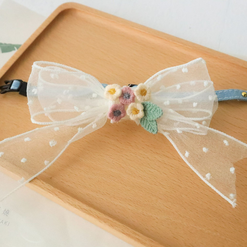 Cvjetna sigurnosna kopča Ogrlica za mačku Mačka za psa Čipkana ogrlica Podesiva protiv gušenja Opseg vrata Ukrasi za fotografije kućnih ljubimaca Dodaci