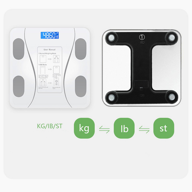 Inteligentna precizna vaga za tjelesnu masnoću za kupaonsku digitalnu vagu za tjelesnu težinu, četvrtasta plavozuba elektronska vaga