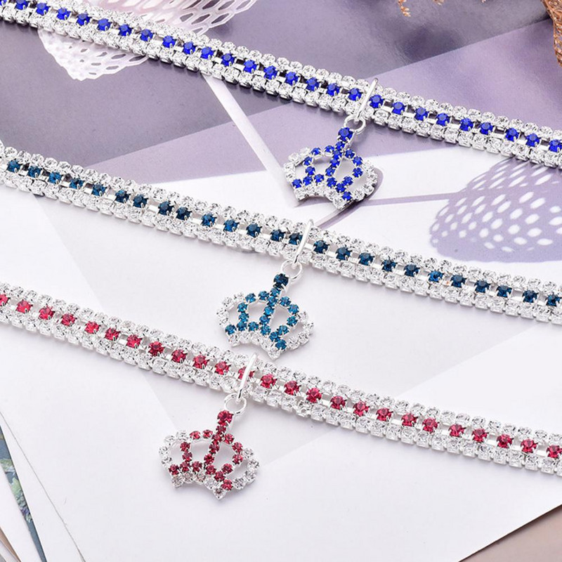 Mājdzīvnieku apkakle Apburoša mājdzīvnieku kulonu kaķēnu kaklarota ar mākslīgo dimantu Bling