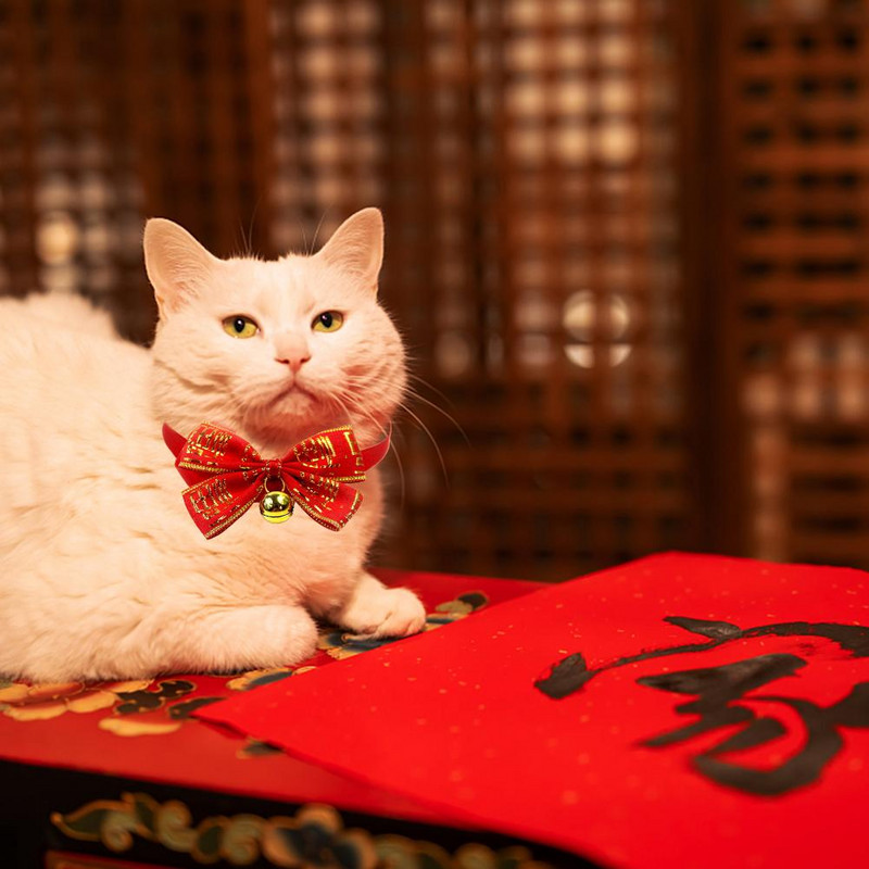 Slatki ljubimac, mačka, pas, leptir mašne Sretna Nova godina, crvene leptir mašne, veličina, podesive leptir mašne za pse, proizvodi za njegu mačaka Pet Shop potrepštine za pse
