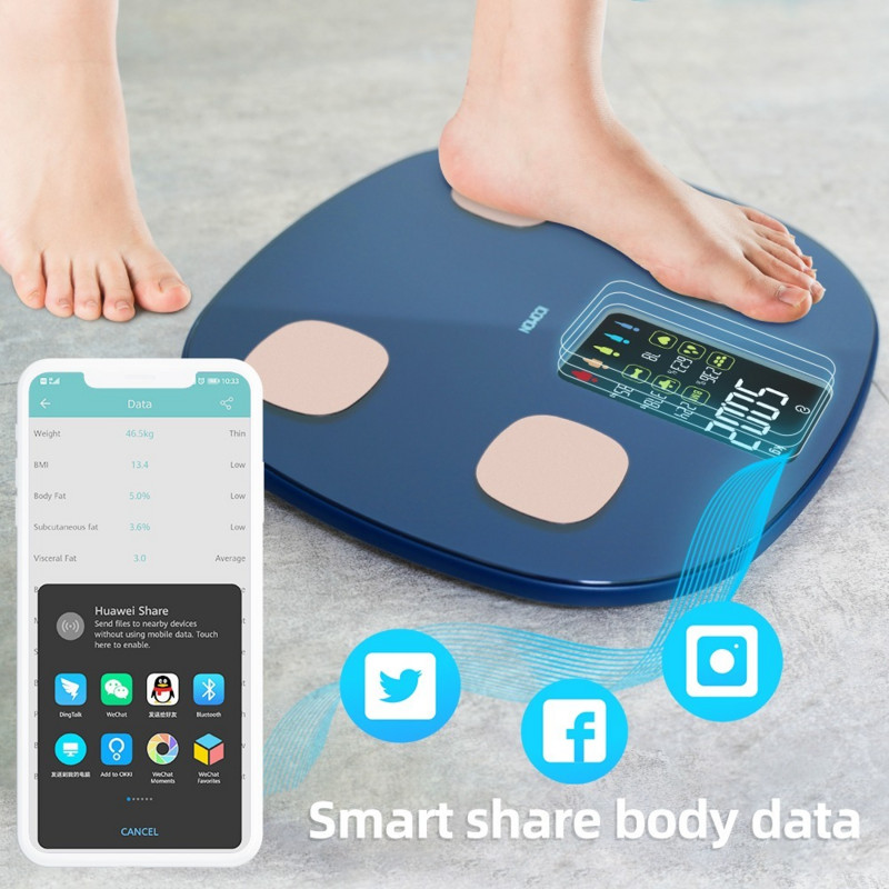 Looma kujuga disainiga vannitoakaal 2022, uus liblikakujuline VA ekraan elektrooniline digitaalne ekraan südame löögisageduse KMI rasva kaalu kaal