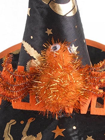 Halloween Dog Cat Witch Hat Holiday Party Cosplay Props ρόλων που ταιριάζουν με αξεσουάρ μόδας για κατοικίδια γάτας από μαύρο πλέγμα