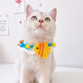 Äärmiselt armsad käsitsi kootud mood kassi rinnatüki aksessuaarid Värvilised väikeloomadest kootud villane kaelarihm lemmiklooma salli tarvikud kassipoja kutsikale