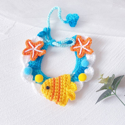 Äärmiselt armsad käsitsi kootud mood kassi rinnatüki aksessuaarid Värvilised väikeloomadest kootud villane kaelarihm lemmiklooma salli tarvikud kassipoja kutsikale