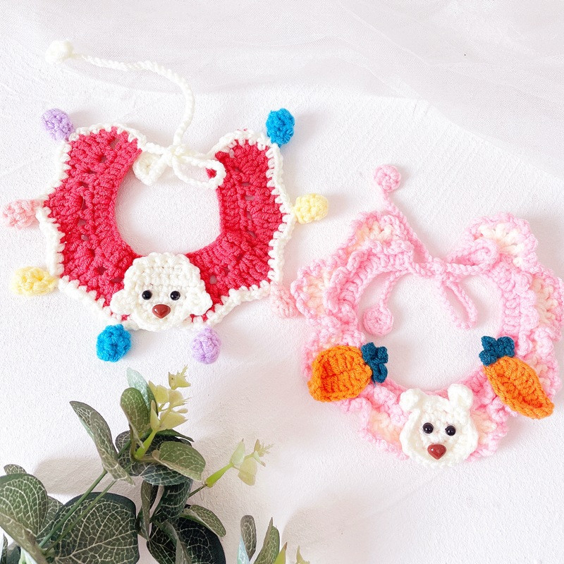 Äärmiselt armsad käsitsi kootud mood kassi rinnatüki aksessuaarid Värvilised väikeloomadest kootud villane kaelarihm lemmiklooma salli tarvikud kassipoja kutsikale