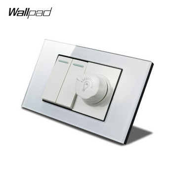 118*75 χιλιοστά Dimmer και διακόπτης τοίχου 2 κουμπιών Wallpad White Glass 2 Gang 1 2 Way Switch with Light Birghtness Dimmer Control Switch