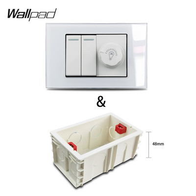 118 * 75 mm dimmeri ja 2 nupuga seinalüliti seinaplaat, valge klaas, 2 rühma 1 2-suunaline lüliti valguse valgustuse dimmeri juhtlülitiga