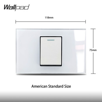 1 Gang AU US Push Button On Off Стенен превключвател Wallpad L3 Бял стъклен панел 118*75 мм 1 2-посочен двоен контролен превключвател на светлината Плоча 3M