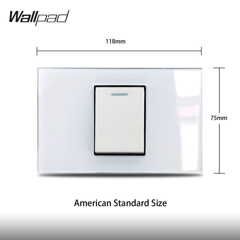 1 Gang AU US Push Button Button Off Seinalüliti Taustaplaat L3 Valge klaaspaneel 118*75mm 1 2-suunaline kahesuunaline kahesuunaline valgustuslüliti plaat 3M