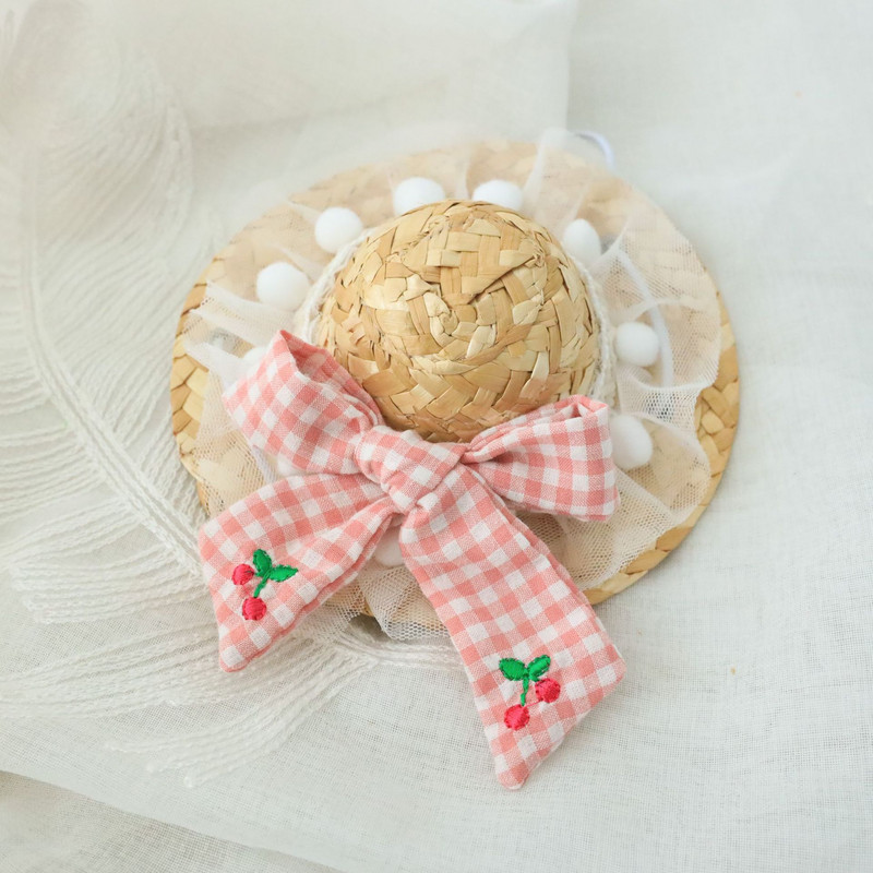 Princese Ins salmu cepure kažokādas bumbiņas mežģīnes liela bantīte jauka cepure suns kaķis vasaras modes priekšmeti mājdzīvnieku saģērbšanās dekori rotājumi aksesuāri