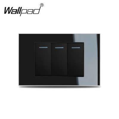 118*75mm 1 2 3 4 Gang On Off Gumb Zidna ploča 110V-240V Wallpad L3 Crno staklo Preklopni prekidač 6M za IT IL US AU