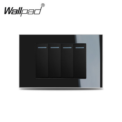 118*75mm 1 2 3 4 Gang On Off Gumb Zidna ploča 110V-240V Wallpad L3 Crno staklo Preklopni prekidač 6M za IT IL US AU