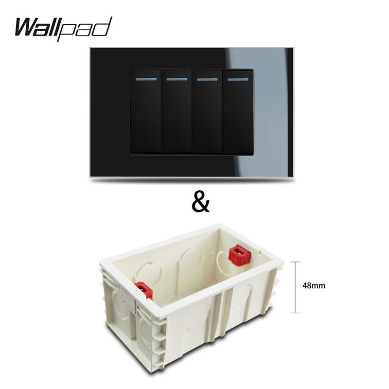 118*75mm 1 2 3 4 Gang On Off Gumb Zidna ploča 110V-240V Wallpad L3 Crno staklo Preklopni prekidač 6M za IT IL US AU