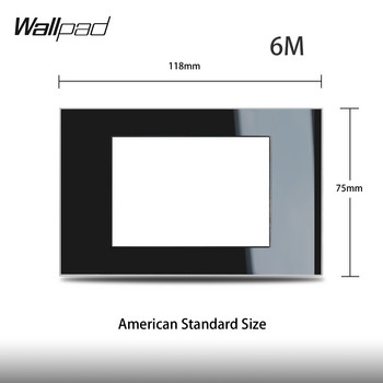 DIY AU US Switch 118*75mm 153*75mm 191*75mm 1 2 3 Gang Intermediate Pass Push Switch with LED Wallpad Black Tempered Glass panel