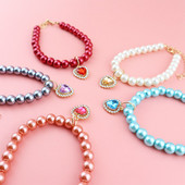 1PC Ogrlica za pse, biserna ogrlica s vještačkim dijamantima, privjesak u obliku ljubavi, podesiva ogrlica za pse, mačka, ogrlica, dodaci za kućne ljubimce