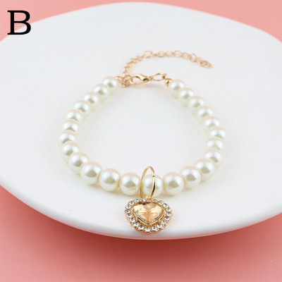 1PC Ogrlica za pse, biserna ogrlica s vještačkim dijamantima, privjesak u obliku ljubavi, podesiva ogrlica za pse, mačka, ogrlica, dodaci za kućne ljubimce