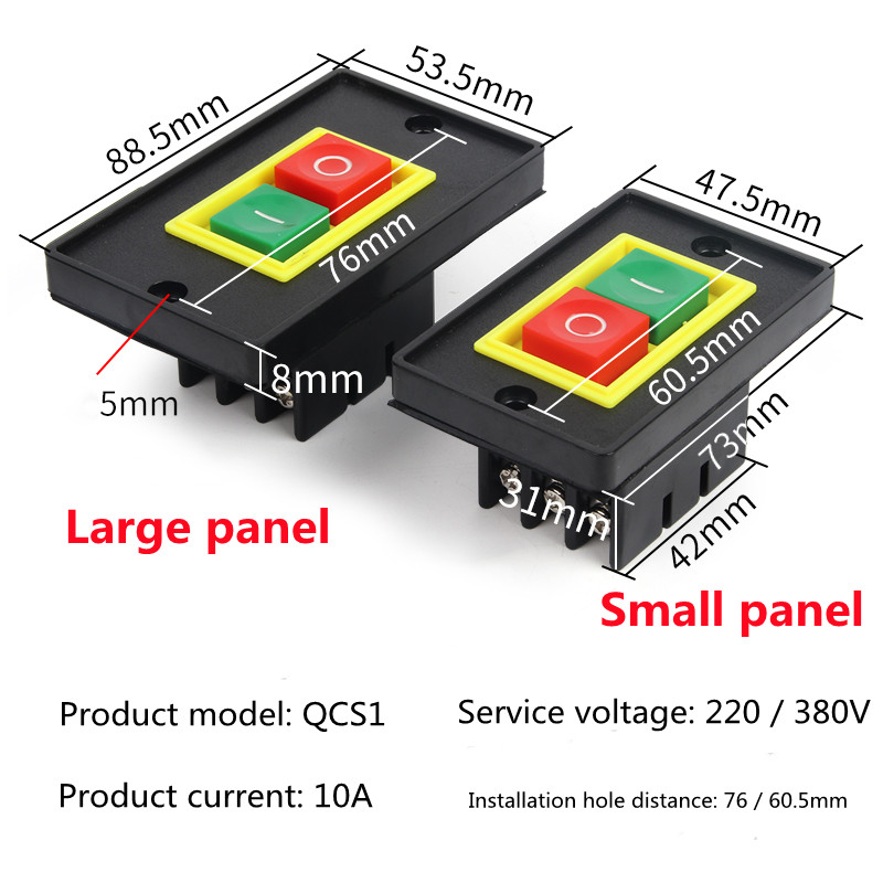 Qcs1 AC 220 / 380V 2kW 10A pingi puurimootori juhtlüliti käivitus-seiskamisnupp lüliti 6 kruviklemmi