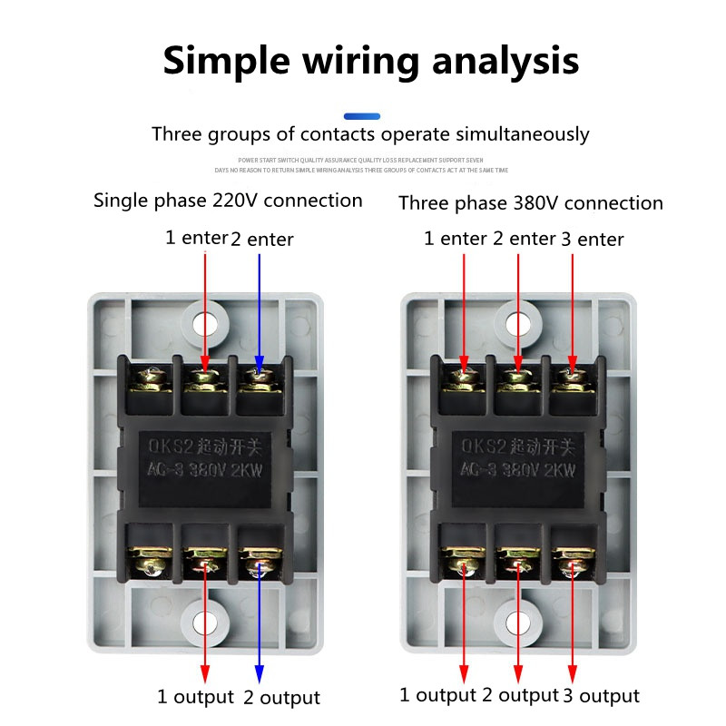 Qcs1 AC 220 / 380V 2kW 10A pingi puurimootori juhtlüliti käivitus-seiskamisnupp lüliti 6 kruviklemmi