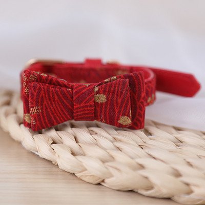 Ogrlica za mačke u japanskom stilu, ogrlica s leptir mašnom, podesiva PU kožna ogrlica za mačke za male pse