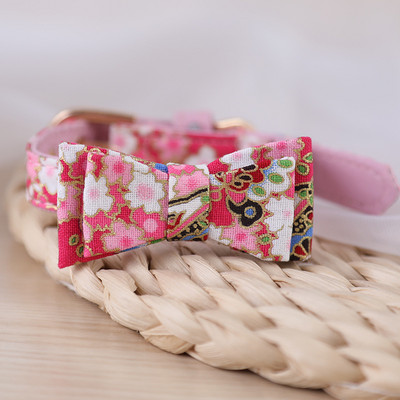 Ogrlica za mačke u japanskom stilu, ogrlica s leptir mašnom, podesiva PU kožna ogrlica za mačke za male pse