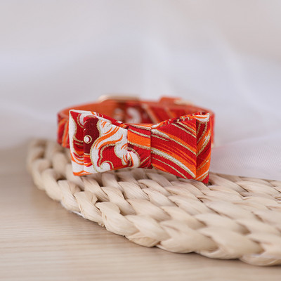 Ogrlica za mačke u japanskom stilu, ogrlica s leptir mašnom, podesiva PU kožna ogrlica za mačke za male pse