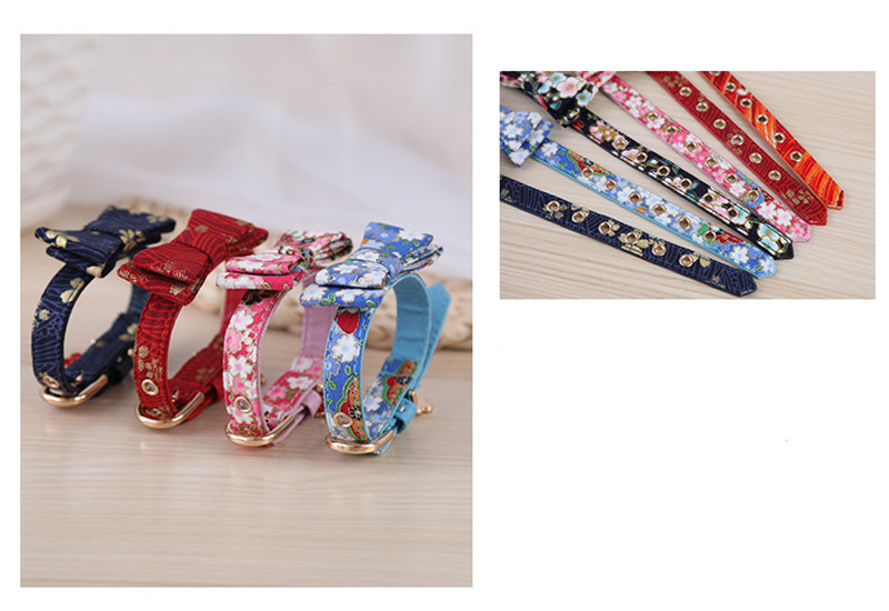 Ogrlica za mačke u japanskom stilu, ogrlica s leptir mašnom, podesiva PU kožna ogrlica za mačke za male pse