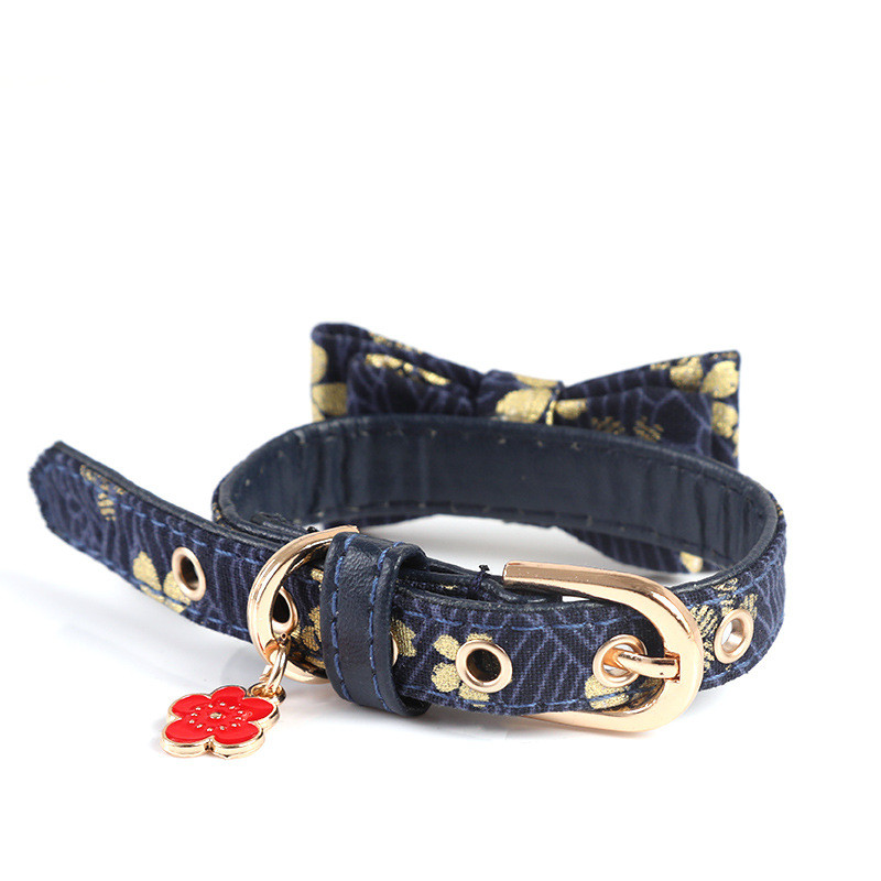 Ogrlica za mačke u japanskom stilu, ogrlica s leptir mašnom, podesiva PU kožna ogrlica za mačke za male pse