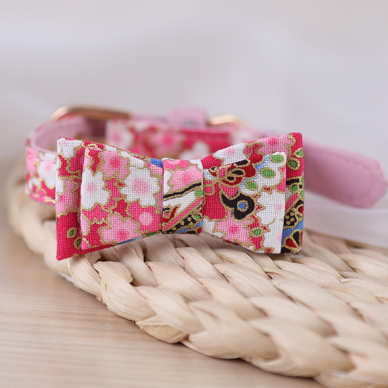 Ogrlica za mačke u japanskom stilu, ogrlica s leptir mašnom, podesiva PU kožna ogrlica za mačke za male pse