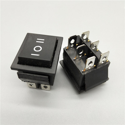 KCD4 6 kontaktiga must klahvlüliti SISSE-VÄLJA-SISSE 2/3 asend 16A 250VAC/ 20A 125VAC Iseseisev lähtestamine/hetkeline toitelüliti